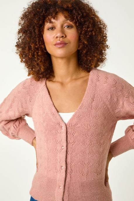 Pointelle Detail Knit Cardigan - Image 4