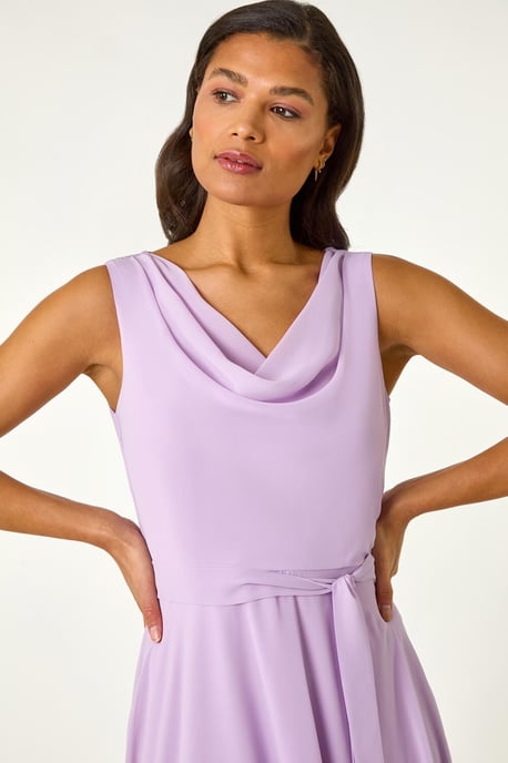 Cowl Neck Tie Waist Dress - Image 4