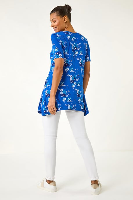 Floral Print Hanky Hem Tunic Top - Image 4