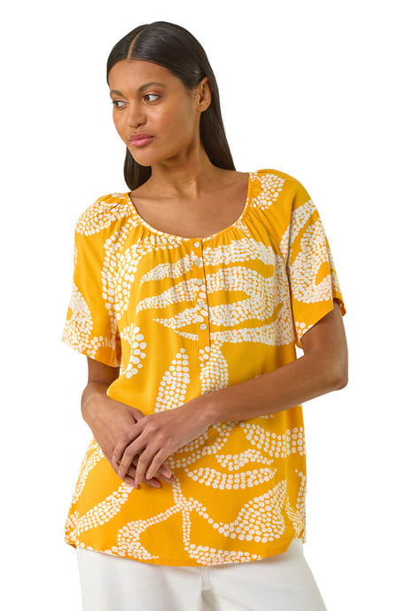 Leaf Print Button Detail Top - Image 1