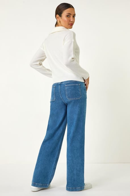 Collar Zip Neck Knit Jumper - Image 4