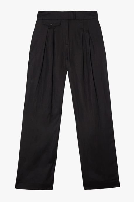 Viscose Linen Pleat And Pocket Detail Woven Straight Leg Trouser - Image 4