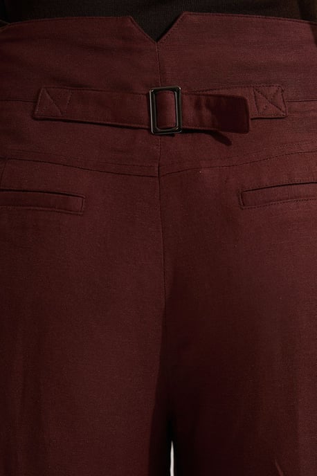 Viscose Linen Pleat And Pocket Detail Woven Straight Leg Trouser - Image 3