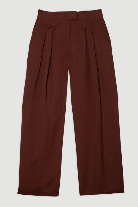 Viscose Linen Pleat And Pocket Detail Woven Straight Leg Trouser - Image 4