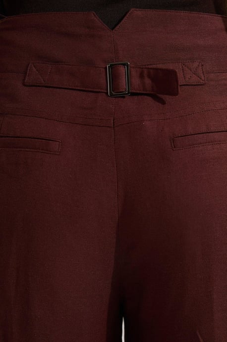 Viscose Linen Pleat And Pocket Detail Woven Straight Leg Trouser - Image 6