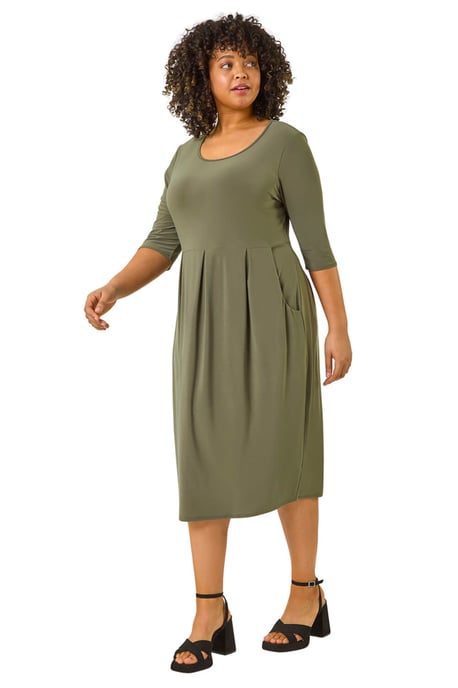 Curve Cocoon Pocket Detail Midi Dress - Image 2