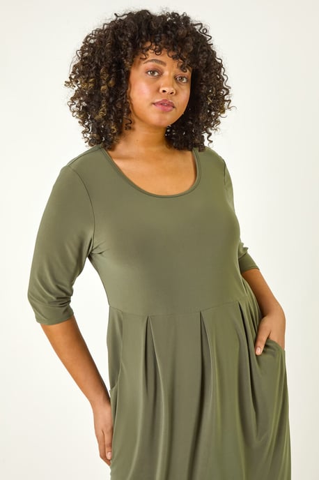 Curve Cocoon Pocket Detail Midi Dress - Image 4