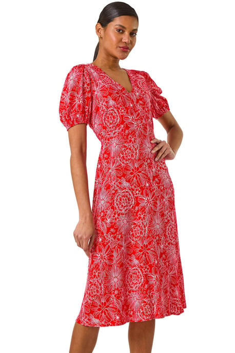 Floral Midi Tea Dress - Image 1