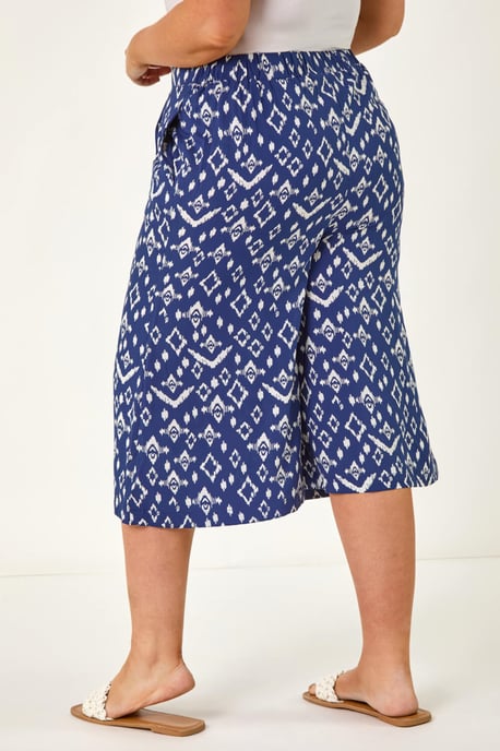 Curve Ikat Print Wide Leg Culottes - Image 4