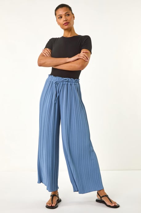 Pleated Wide Leg Culottes - Image 2