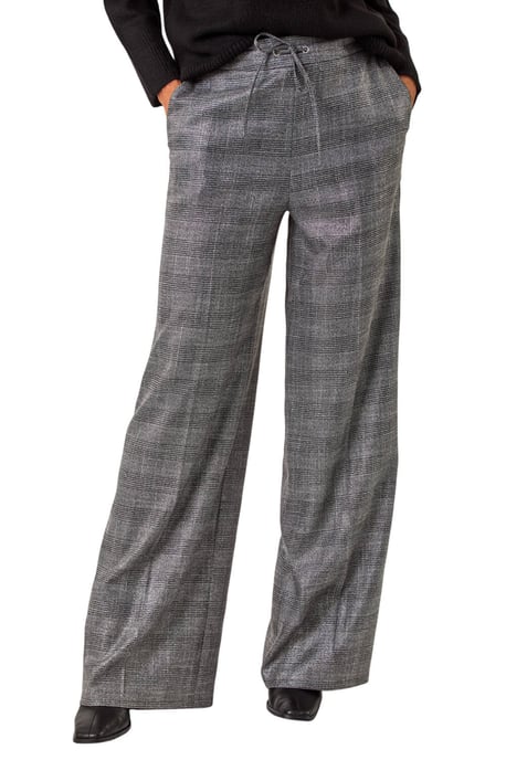 Check Print Tie Front Wide Leg Trouser - Image 1