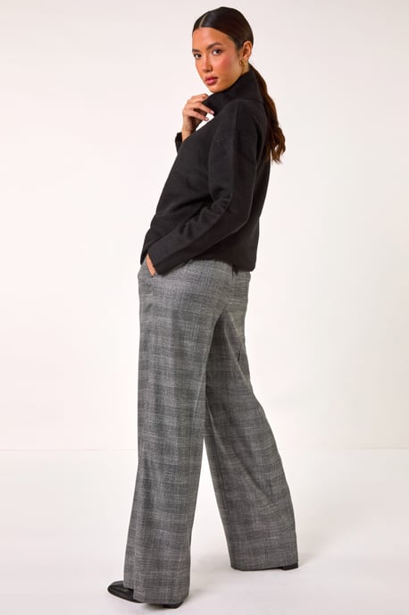 Check Print Tie Front Wide Leg Trouser - Image 2
