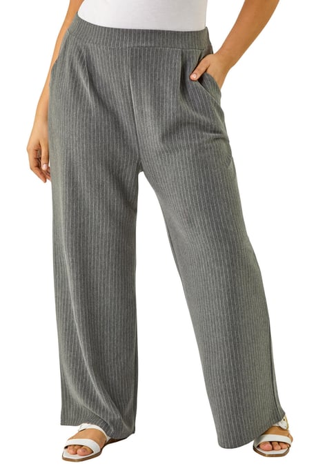 Curve Pinstripe Elastic Waist Trouser - Image 1