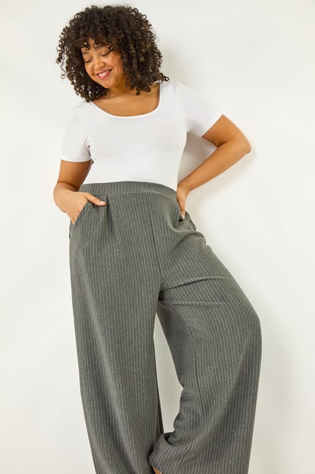 Curve Pinstripe Elastic Waist Trouser - Image 3
