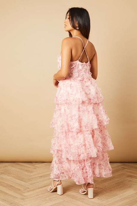 Petite Floral Textured Strappy Midaxi Dress - Image 4