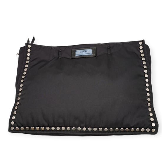 Prada Re-Nylon Zwart en Blauw Geklinknageld Tote Bag - '20s - Image 1