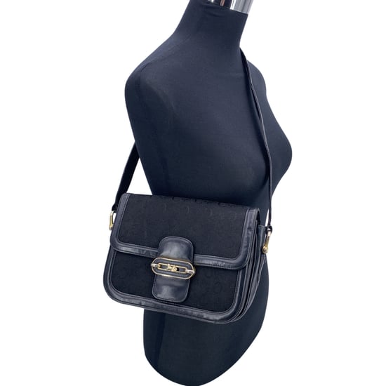 Celine Vintage Katoenen Schoudertas Klapsluiting Doos - Image 2