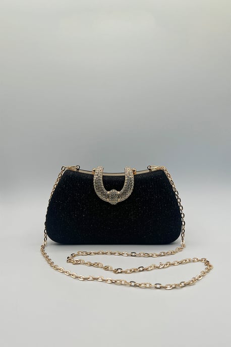 Black Shimmer Clutch Bag - Image 1