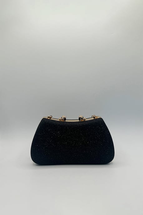 Black Shimmer Clutch Bag - Image 2