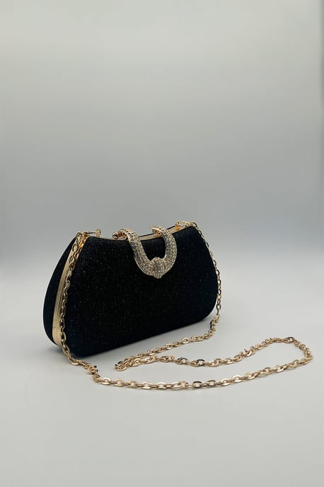 Black Shimmer Clutch Bag - Image 3