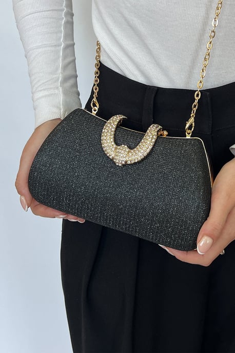 Black Shimmer Clutch Bag - Image 4