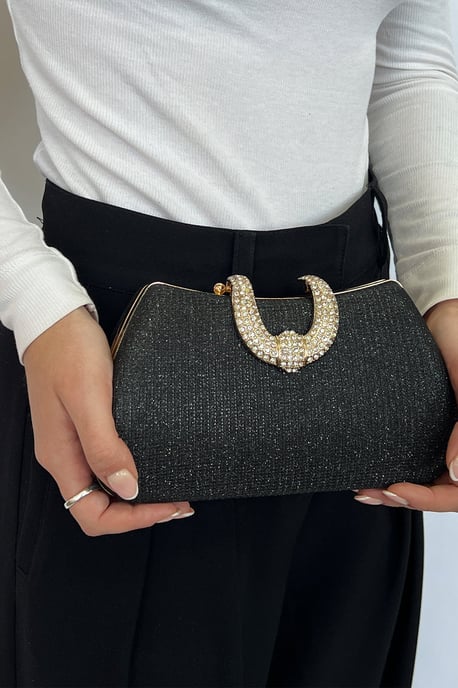 Black Shimmer Clutch Bag - Image 5
