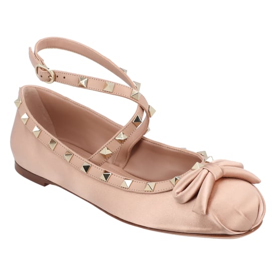 Valentino Rockstud Satin Ballerinas Pink - Image 1