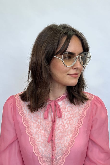 Upper Rimless Pearl Sunglasses in Silver Grey - Image 4