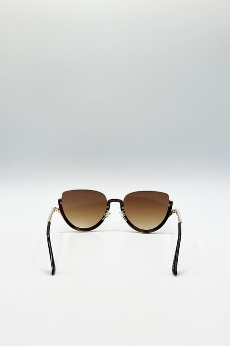 Upper Rimless Pearl Sunglasses in Gold Brown - Image 5