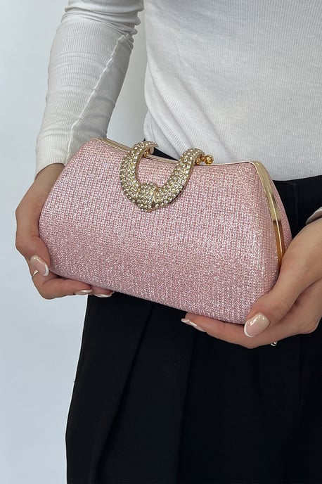 Pink Shimmer Clutch Bag - Image 1