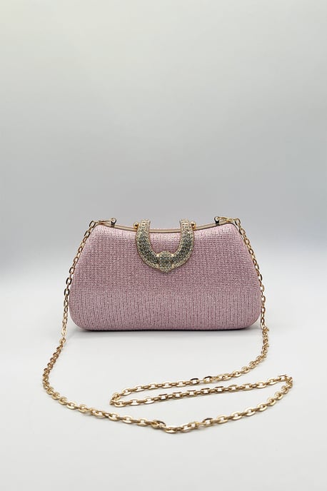 Pink Shimmer Clutch Bag - Image 2
