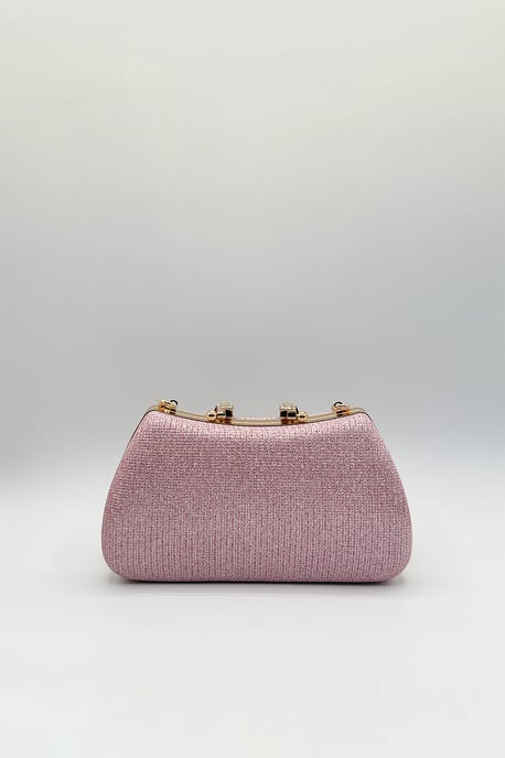 Pink Shimmer Clutch Bag - Image 3