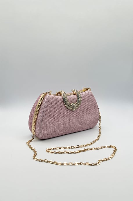 Pink Shimmer Clutch Bag - Image 5