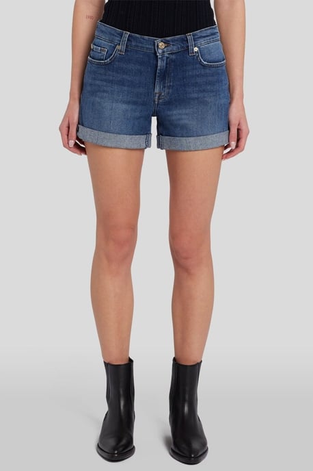 Ladies Mid Roll Denim Shorts - Image 1