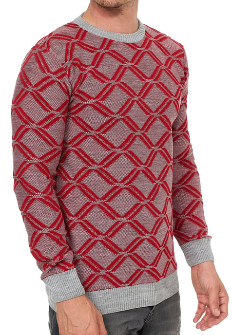 Fijn gebreide trui met ruitpatroon en ronde hals - Image 3
