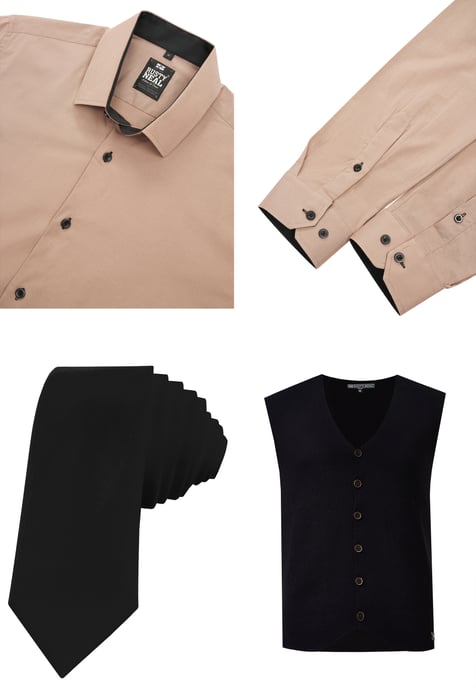 Driedelig pak met overhemd, vest en stropdas - Image 2