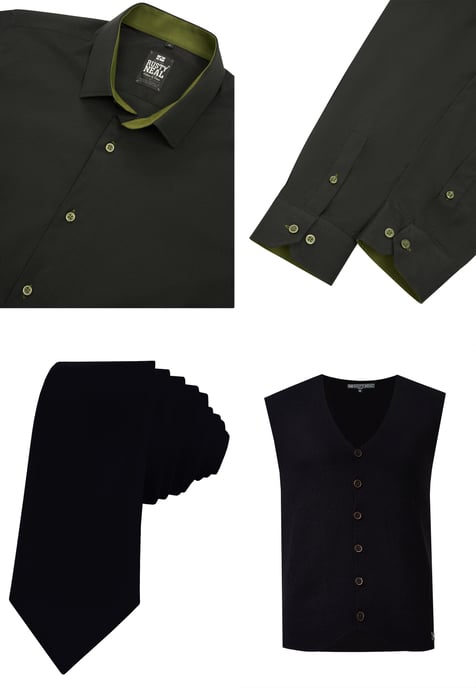Driedelig pak met overhemd, vest en stropdas - Image 2