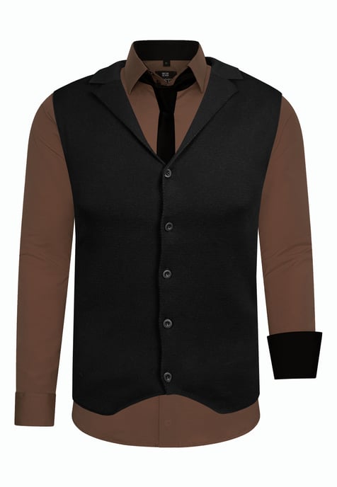 Driedelig pak met overhemd, vest en stropdas - Image 1