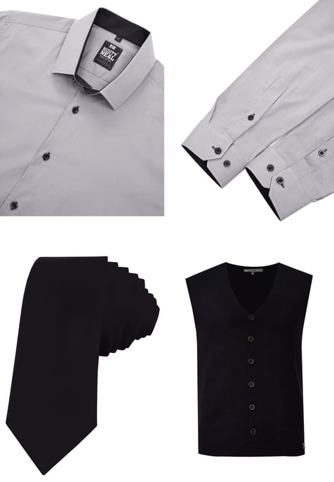 Driedelig pak met overhemd, vest en stropdas - Image 2