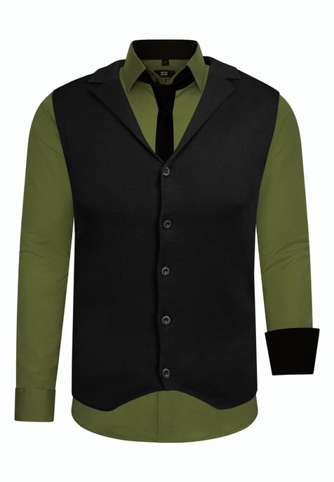 Driedelig pak met overhemd, vest en stropdas - Image 1