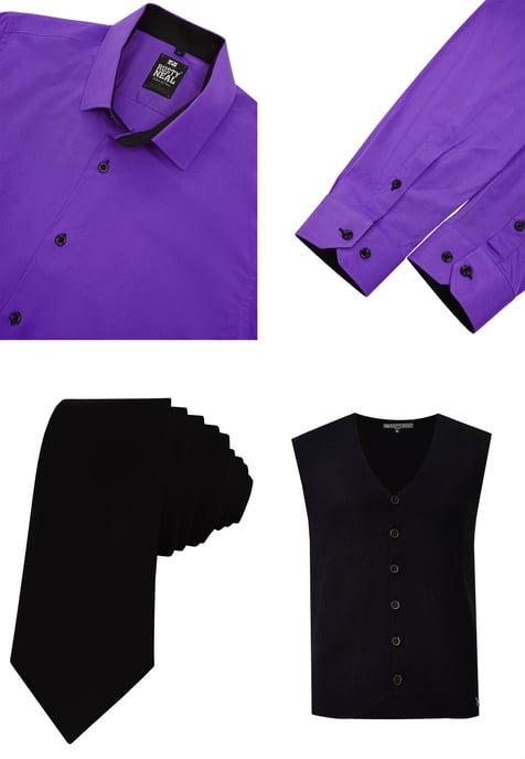 Driedelig pak met overhemd, vest en stropdas - Image 2