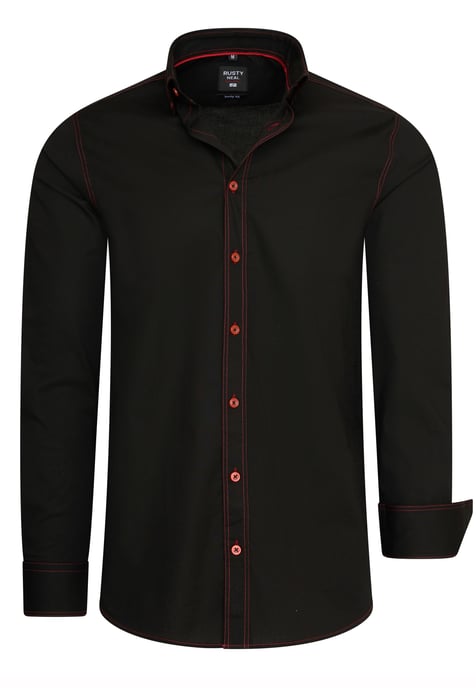 Slim fit overhemd met lange mouwen en contrasterende stiksels - Image 1