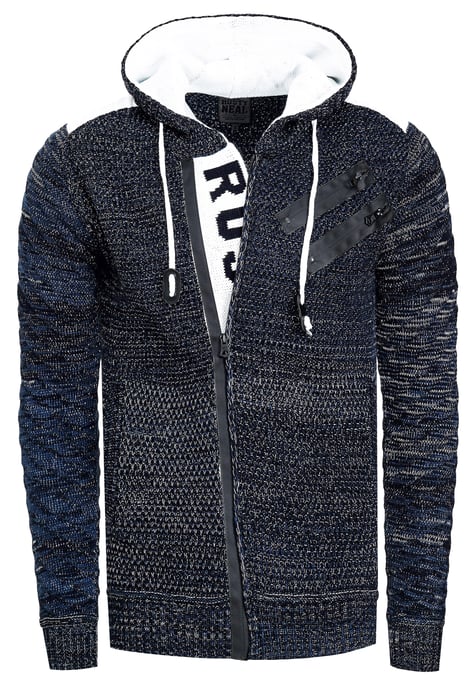 Chunky gebreide jas met capuchon met volledige rits - Image 1
