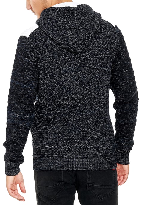 Chunky gebreide jas met capuchon met volledige rits - Image 4