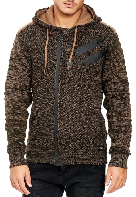 Chunky gebreide jas met capuchon met volledige rits - Image 3