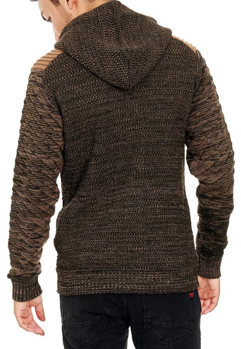 Chunky gebreide jas met capuchon met volledige rits - Image 4