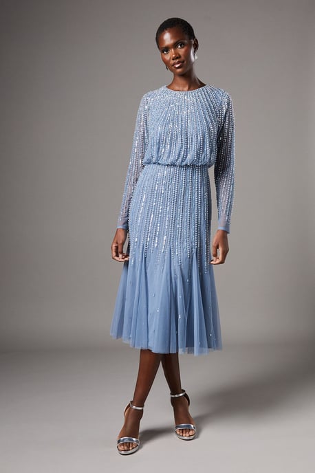 Party Sequin Long Sleeve Midi Dress - Image 1