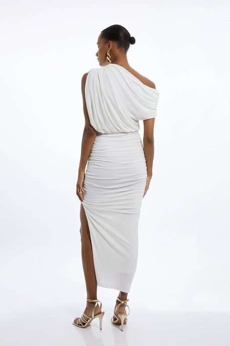 Jersey Crepe Asymmetric Neckline Maxi Dress - Image 5