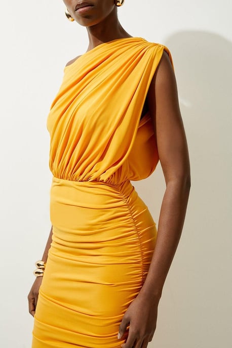 Jersey Crepe Asymmetric Neckline Maxi Dress - Image 3