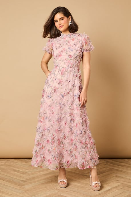 Printed Textured Maxi Dress - Image 1